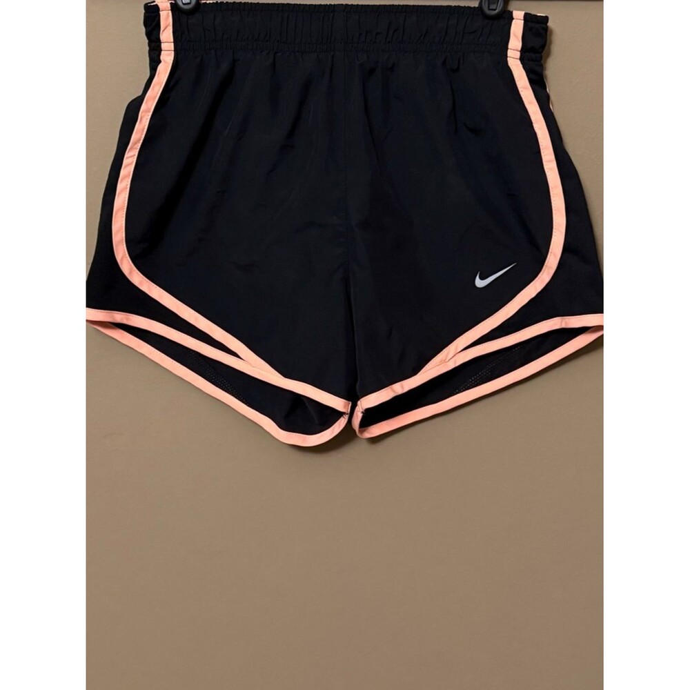 Nike Dri Fit Black Athletic Running Shorts Peach Trim Womens XS Workout NWOT - Picture 2 of 8